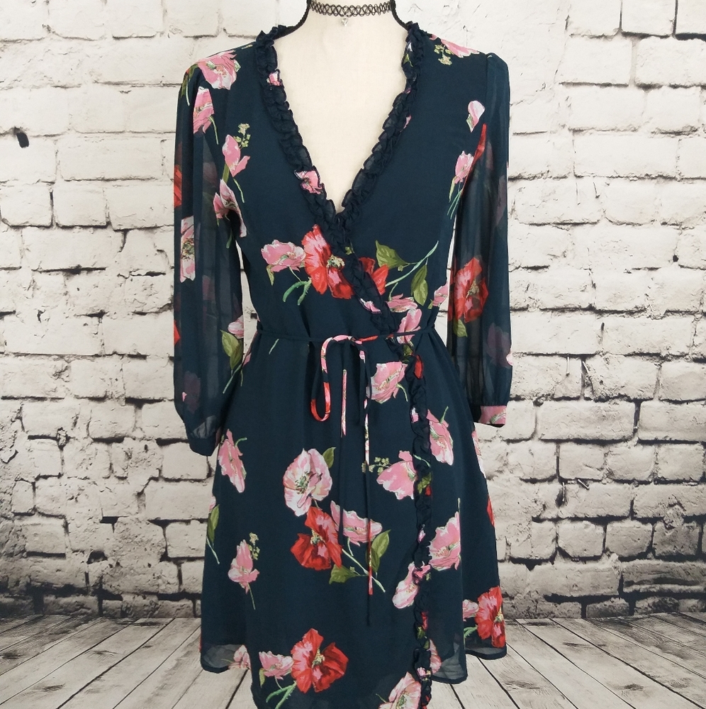 Lulus Floral Wrap Dress S